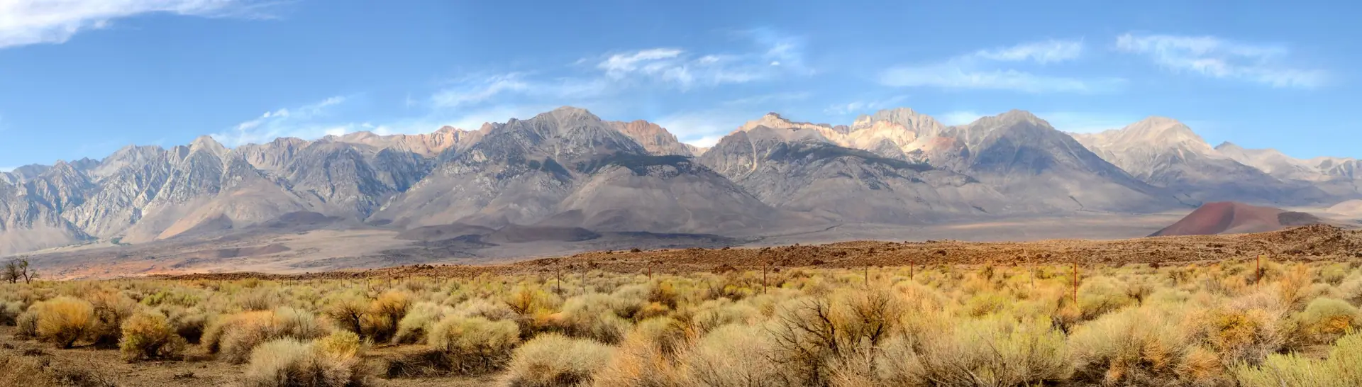 Eastern Sierra mountain range above sagebrush, banner for ADHD therapy by telehealth